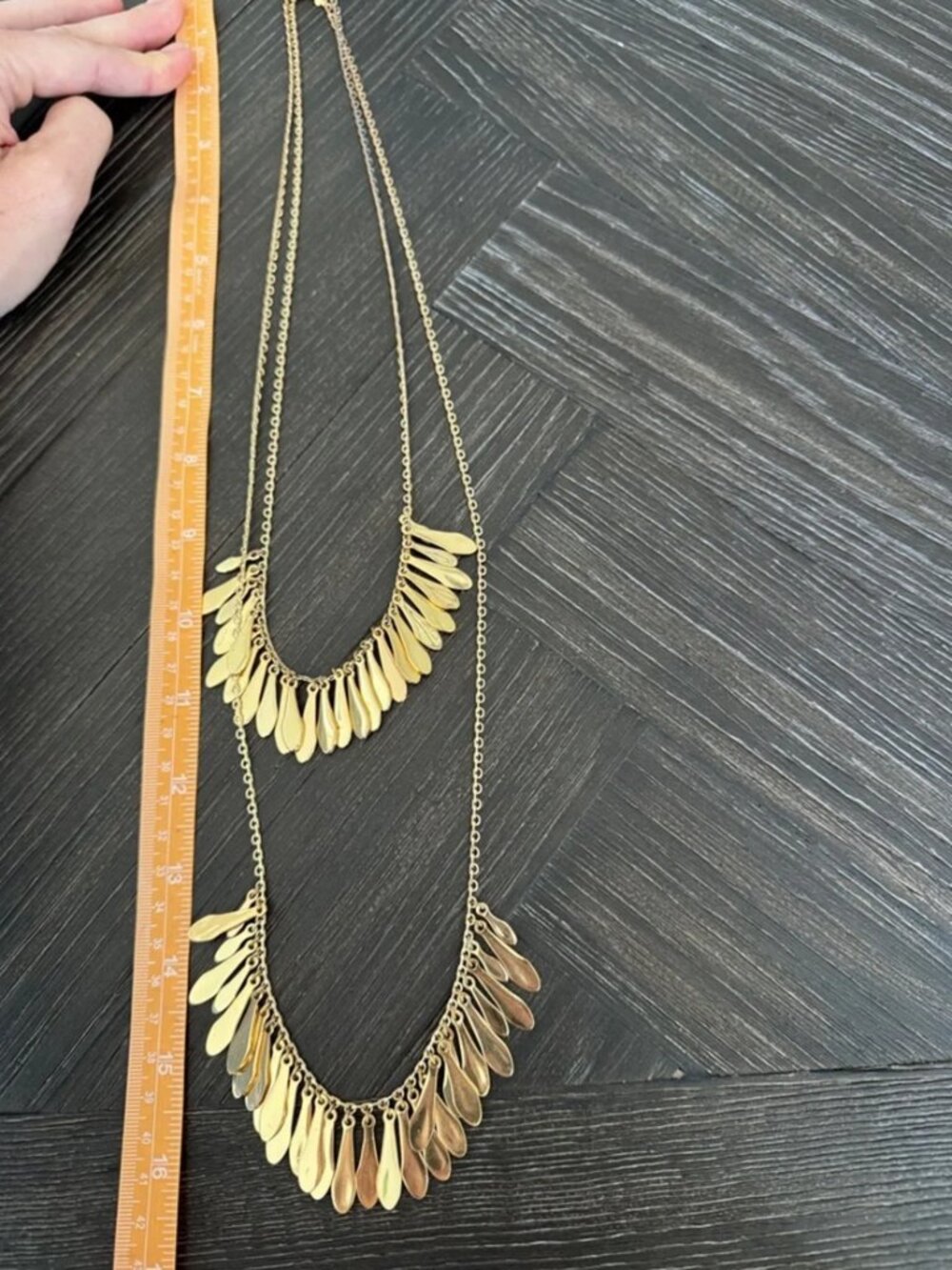 Kate Spade Gold Layered Fringe Necklace Double Chain Statement Tassel 16" - Picture 4 of 6